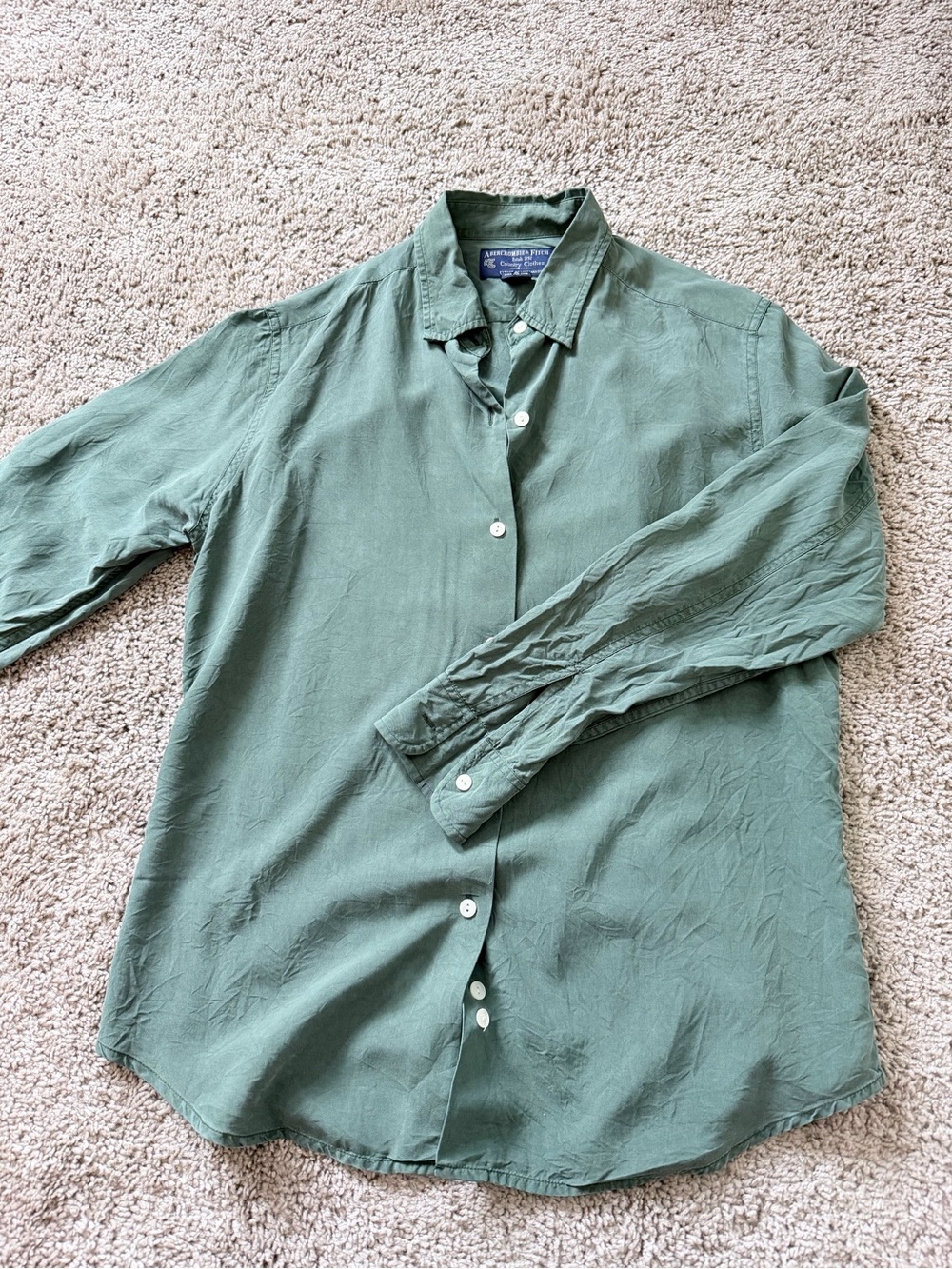 Abercrombie & Fitch Vintage 90s Green Button-Down Silk Shirt - Men
